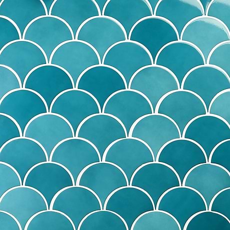 Highwater Teal 2x5 Fishscale Polished Ceramic Tile