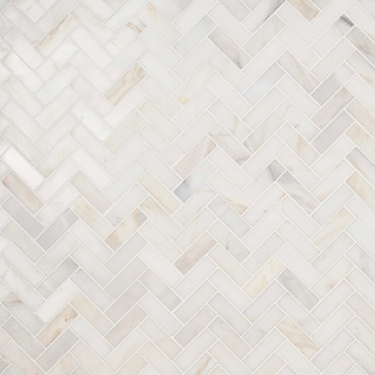 WHITE JADE 1x3 Herringbone Polished Marble Mosaic