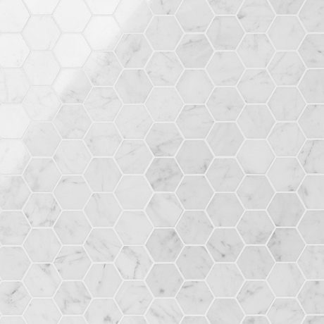 Bianco Carrara 2" Hexagon Polished Marble Mosaic Tile