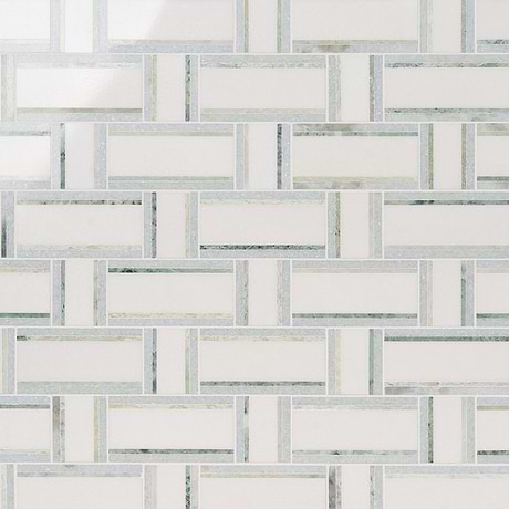 Esplanade Thassos and Blue Celeste Polished Marble Mosaic Tile