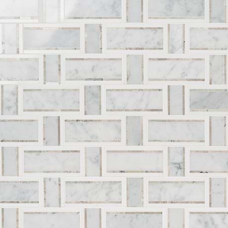 Esplanade Bianco Carrara and Thassos Polished Marble Mosaic Tile