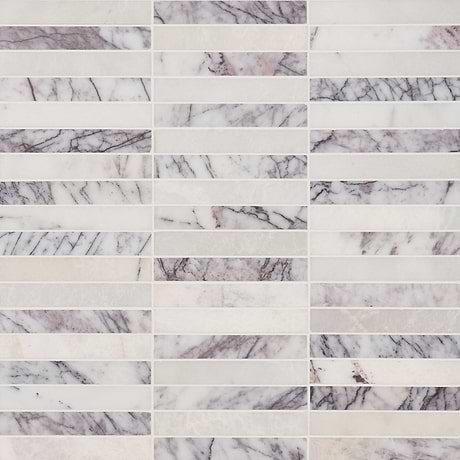 Lilac Premium 1x6 Stacked Honed Marble Mosaic TIle