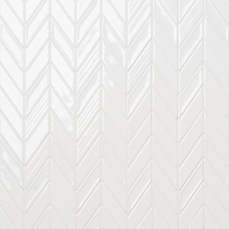 Brookline Chevron Cloud White 1x5 Glossy Ceramic Mosaic Tile