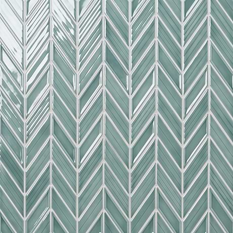 Brookline Chevron Marine Blue 1x5 Glossy Ceramic Mosaic Tile