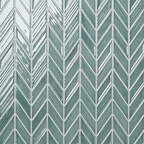 Brookline Chevron Marine Blue 1x5 Glossy Ceramic Mosaic Tile