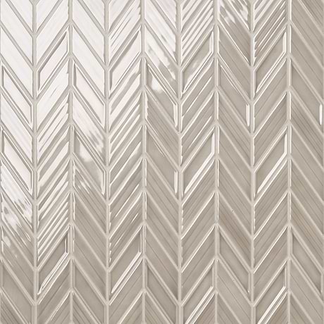 Brookline Chevron Warm Gray 1x5 Glossy Ceramic Mosaic Tile