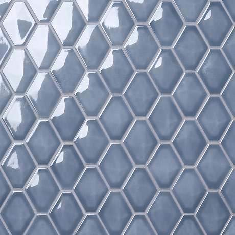 Brookline Diamond Coastal Blue 3x4 Glossy Ceramic Mosaic Tile