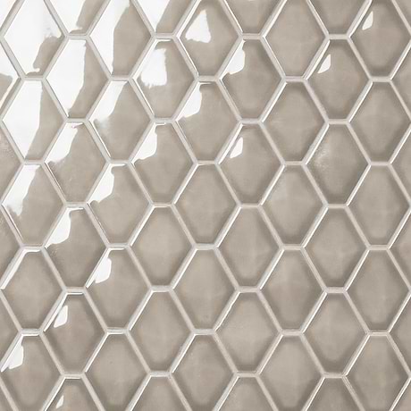 Brookline Diamond Warm Gray Glossy 3x4 Ceramic Mosaic Tile