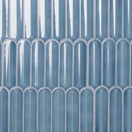 Brookline Feather Coastal Blue 2x7 Fish Scale Glossy Ceramic Mosaic Tile