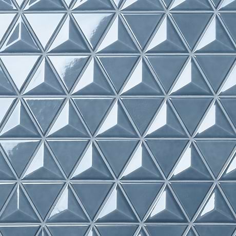 Brookline Triangle Coastal Blue 4" Glossy Ceramic Mosaic Tile