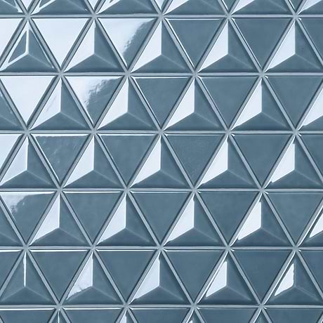Brookline Triangle Coastal Blue 4" Glossy Ceramic Mosaic Tile