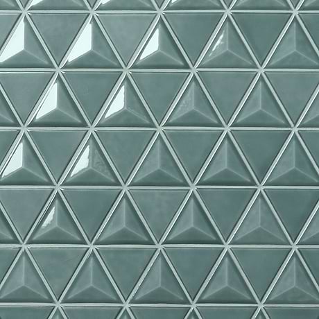Brookline Triangle Marine Blue 4" Glossy Ceramic Mosaic Tile