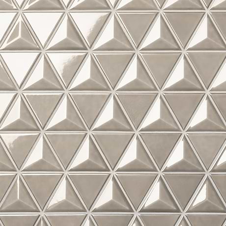 Brookline Triangle Warm Gray 4" Glossy Ceramic Mosaic Tile