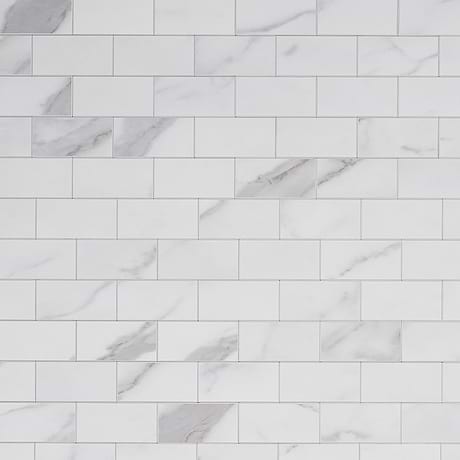 Calcatta LPS White 2x4 Brick Marble Look Matte Peel & Stick Tile