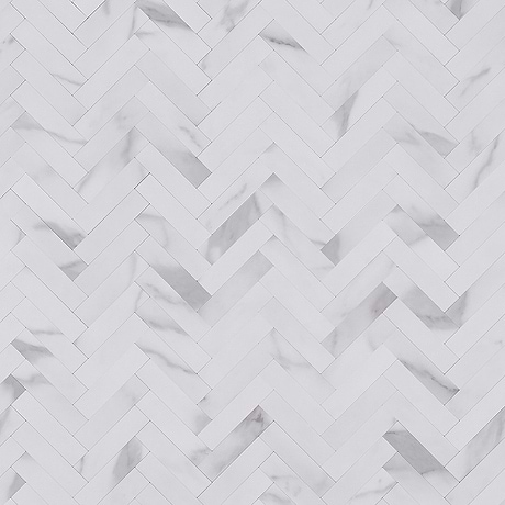 Calcatta LPS White Herringbone Seamless Marble Look Matte Peel & Stick Mosaic