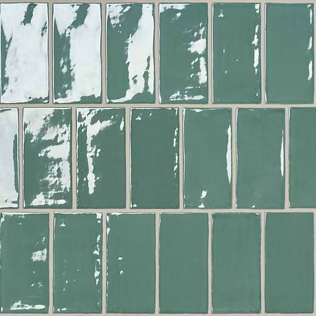 Lancaster Open Seas Green 3X6 Polished Ceramic Subway Tile