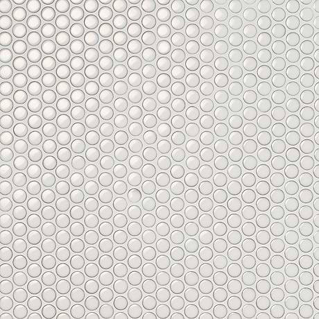 Nirvana Snow White 1" Rimmed Penny Round Polished Porcelain Mosaic
