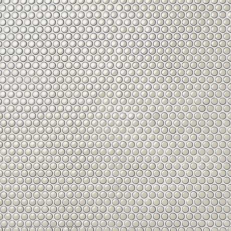 Eden Latte Beige 1" Rimmed Penny Round Polished Porcelain Mosaic