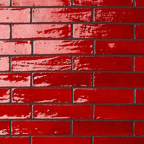 Emery Selenium Red 2x8 Handmade Crackled Glossy Terracotta Tile