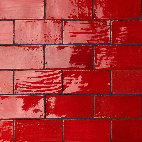 Emery Selenium Red 4x8 Handmade Crackled Glossy Terracotta Subway Tile