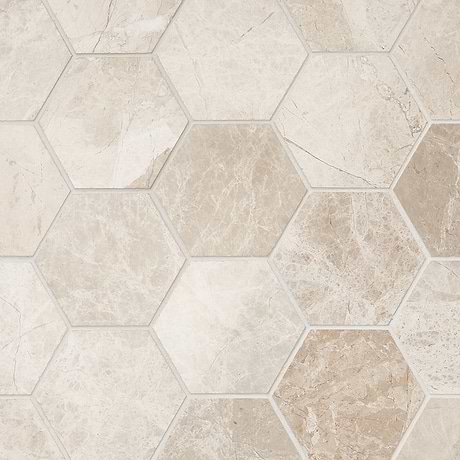 Cream Misto Beige 3" Hexagon Polished Marble Mosaic