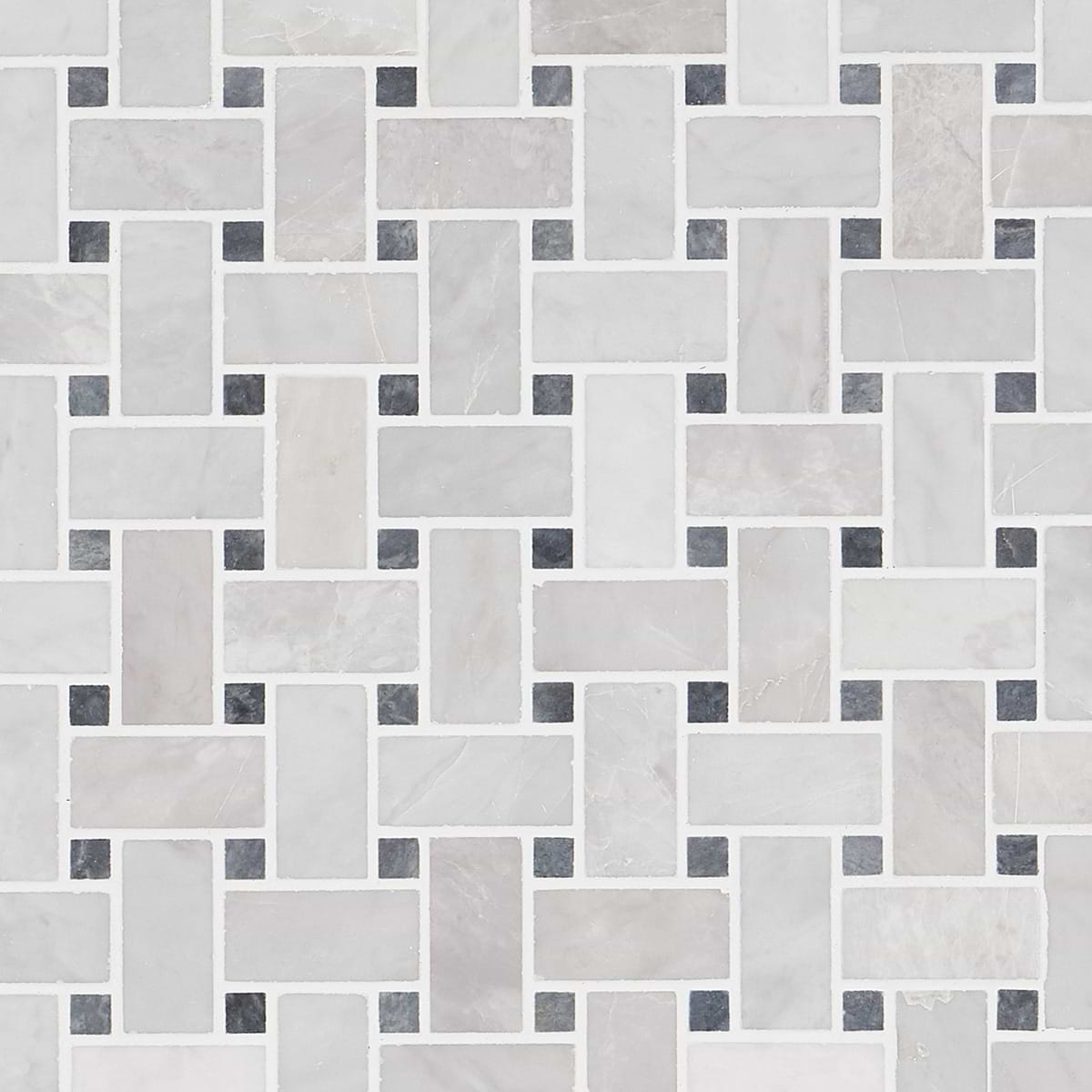 ICE GRAY 1x2 Basketweave Honed Marble Mosaic