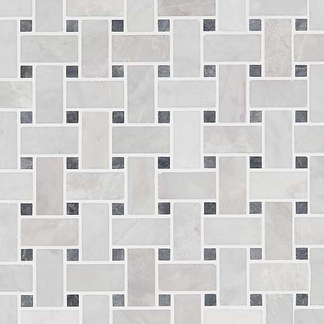Ice Gray 1x2 Basketweave Honed Marble Mosaic