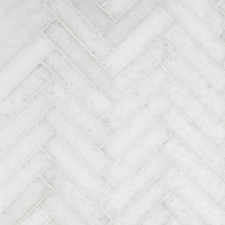 Snow White 1x4 Herringbone Honed Marble Mosaic