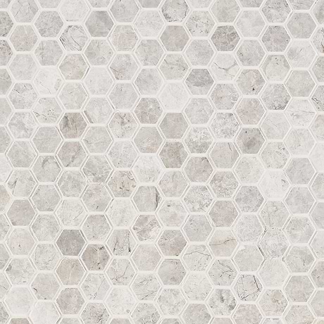 Tundra Gray 1" Hexagon Honed Limestone Mosaic