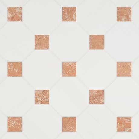 Alaris Glacier White 8" Octagon with Bellini Dot Tumbled Marble Tile