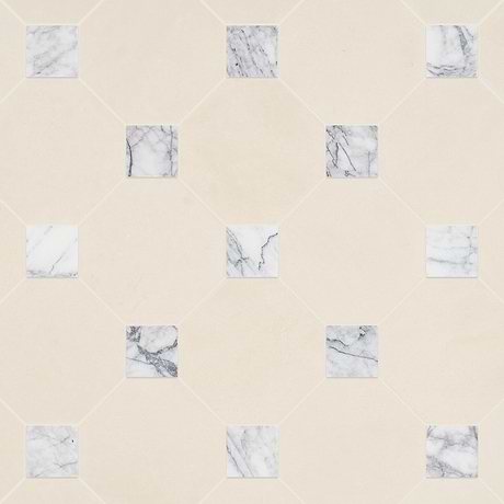 Alaris Simena 8" Octagon with Lilac Dot Tumbled Limestone and Marble Tile