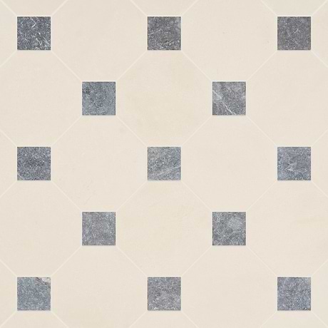 Alaris Simena 8" Octagon with Lovina Gray Dot Tumbled Limestone and Marble Tile