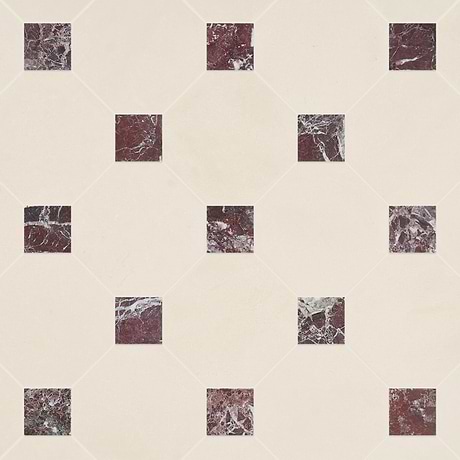 Alaris Simena 8" Octagon with Rosso Levanto Dot Tumbled Limestone and Marble Tile
