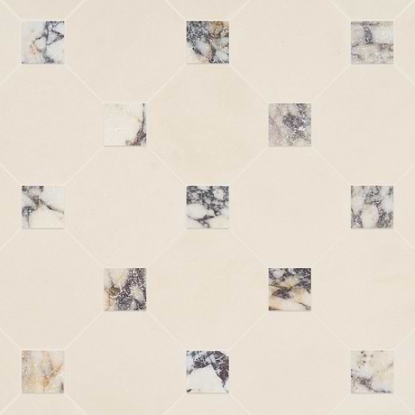 Alaris Simena 8" Octagon with Calacatta Viola Dot Tumbled Limestone and Marble Tile