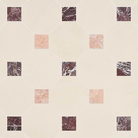 Alaris Simena 8" Octagon with Bellini and Rosso Levanto Dot Tumbled Limestone and Marble Tile