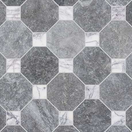 Alaris Lovina Gray 8" Octagon with Lilac Dot Tumbled Marble Tile