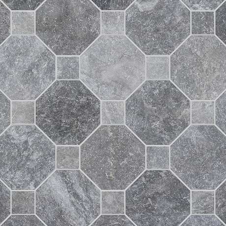 Alaris Lovina Gray 8" Octagon with Lovina Gray Dot Tumbled Marble Tile