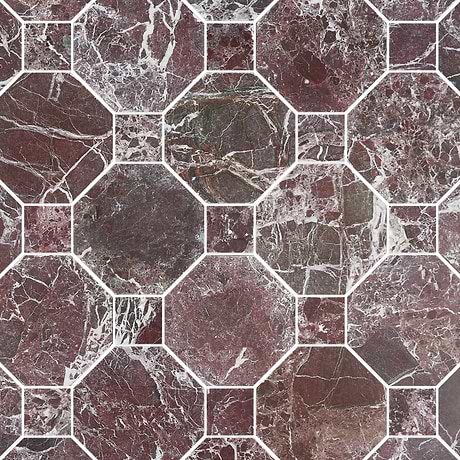 Alaris Rosso Levanto 8" Octagon with Rosso Levanto Dot Tumbled Marble Tile