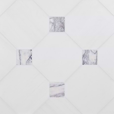 Alaris Glacier White 12" Octagon with Lilac Dot Honed Marble Tile