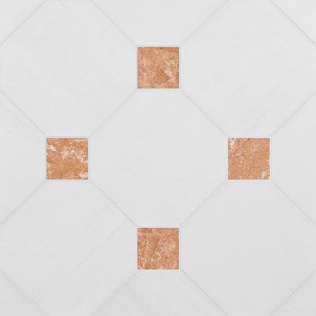 Alaris Glacier White 12" Octagon with Bellini Dot Honed Marble Tile