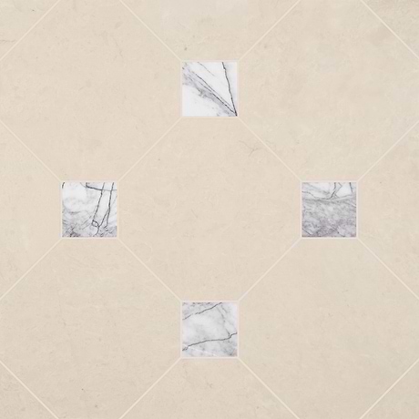 Alaris Crema Ella 12" Octagon with Lilac Dot Honed Marble Tile