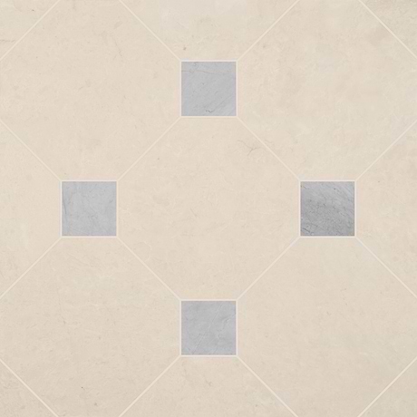 Alaris Crema Ella 12" Octagon with Earth Gray Dot Honed Marble Tile