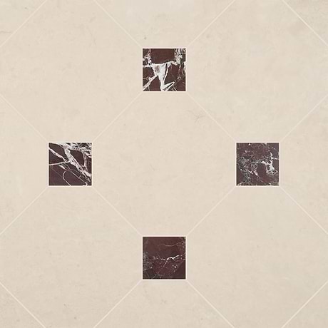 Alaris Crema Ella 12" Octagon with Rosso Levanto Dot Honed Marble Tile