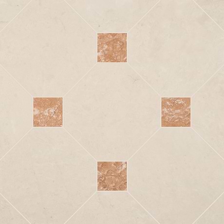 Alaris Crema Ella 12" Octagon with Bellini Dot Honed Marble Tile