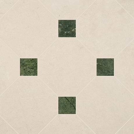 Alaris Crema Ella 12" Octagon with Verde Dot Honed Marble Tile