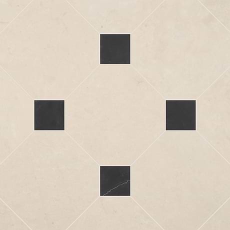 Alaris Crema Ella 12" Octagon with Black Silk Dot Honed Marble Tile