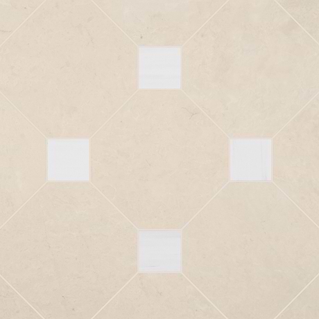 Alaris Crema Ella 12" Octagon with Glacier White Dot Honed Marble Tile