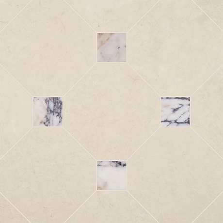 Alaris Crema Ella 12" Octagon with Calacatta Viola Dot Honed Marble Tile