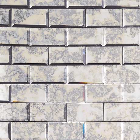 Vilna Antique Argenta Gray 3x6 Beveled Mirror Subway Tile