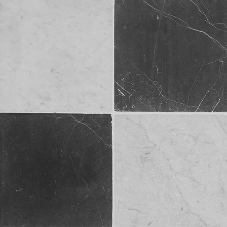 Avanti Nero Marquina Black and Bianco Carrara White 12x12 Tumbled Marble Checkerboard Tile